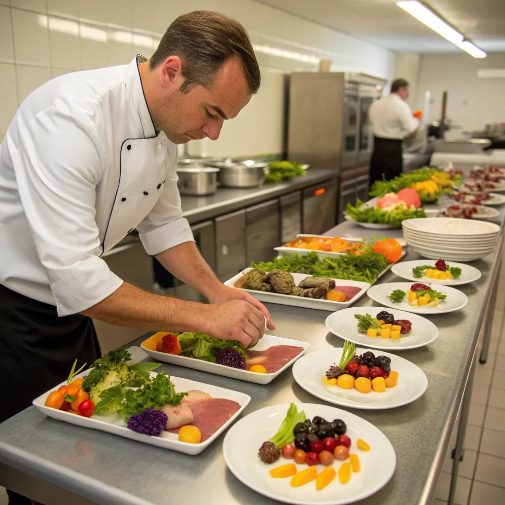 Chef preparing healthy snack courses